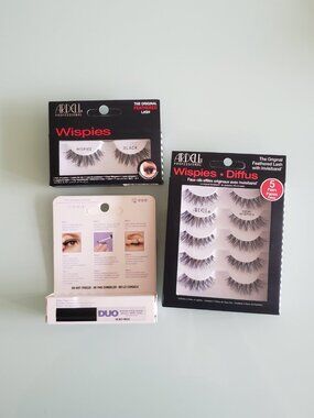 NWT Eyelash Set Ardell Professional Wispies Feathered Eyelashes and Duo Adhesive